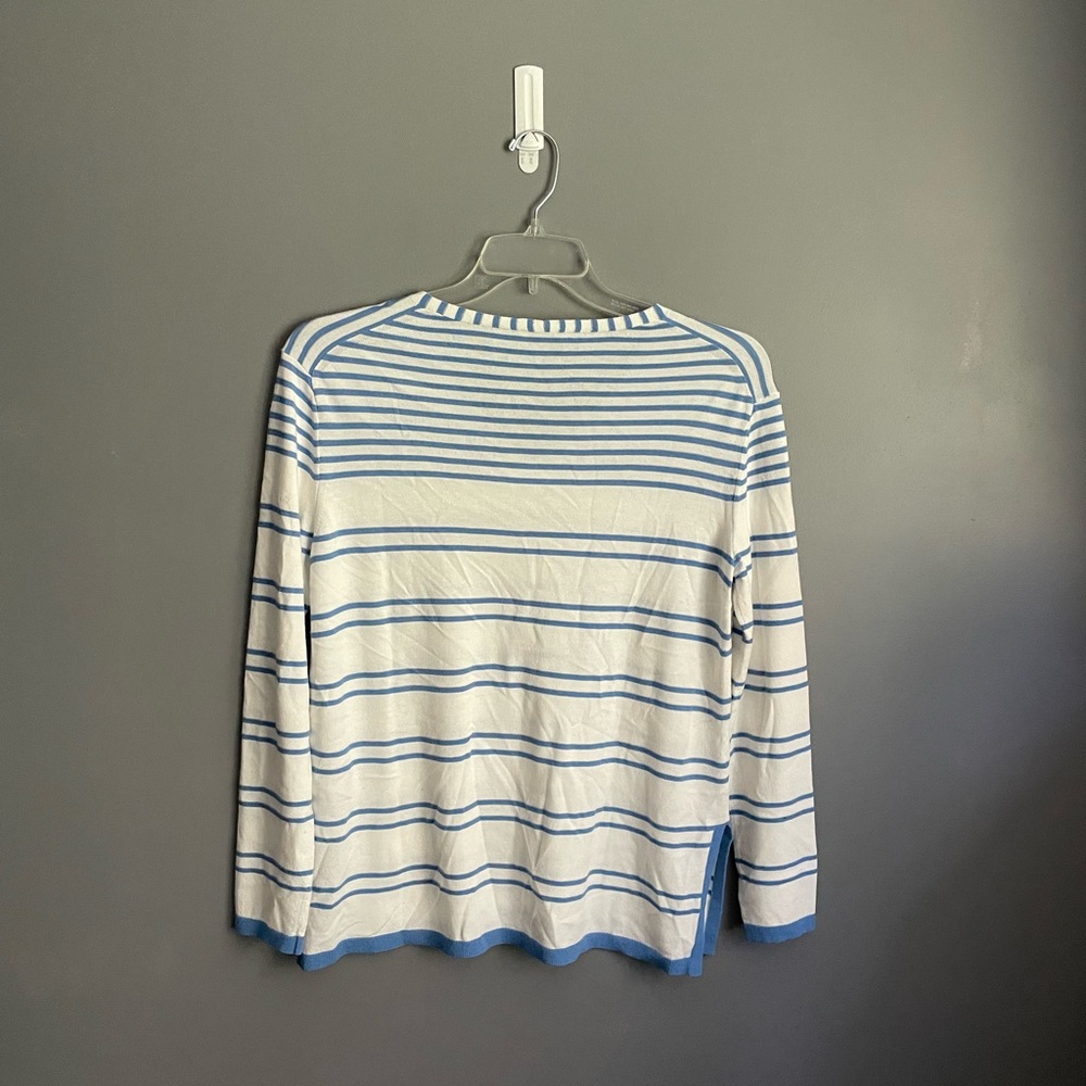 Lafayette 148 New York Striped V-Neck Sweater Womens Size Small - Picture 3 of 5
